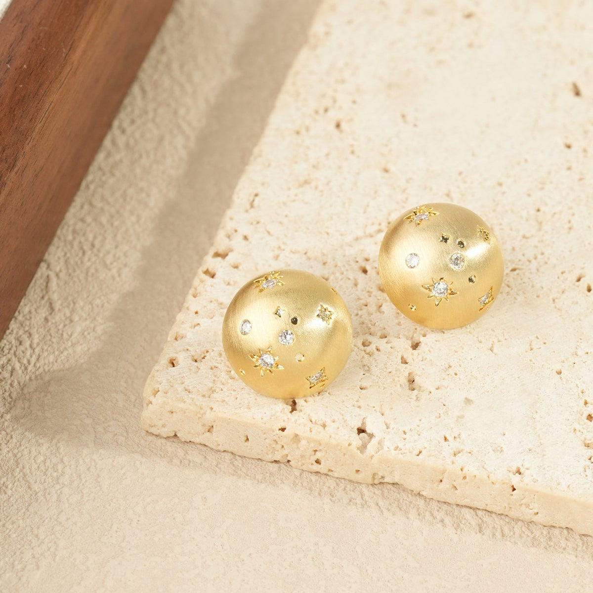 Galaxy Star Zirconia Golden Plated Earrings