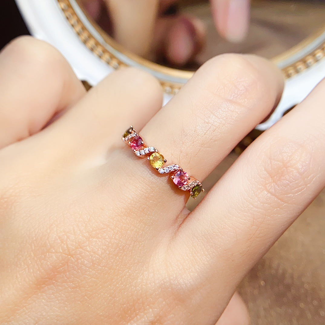 Infinity Slim Band Tourmaline Ring