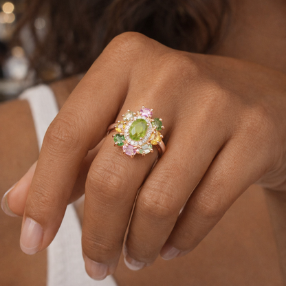 Multi-Color Gypsohila Tourmaline Ring