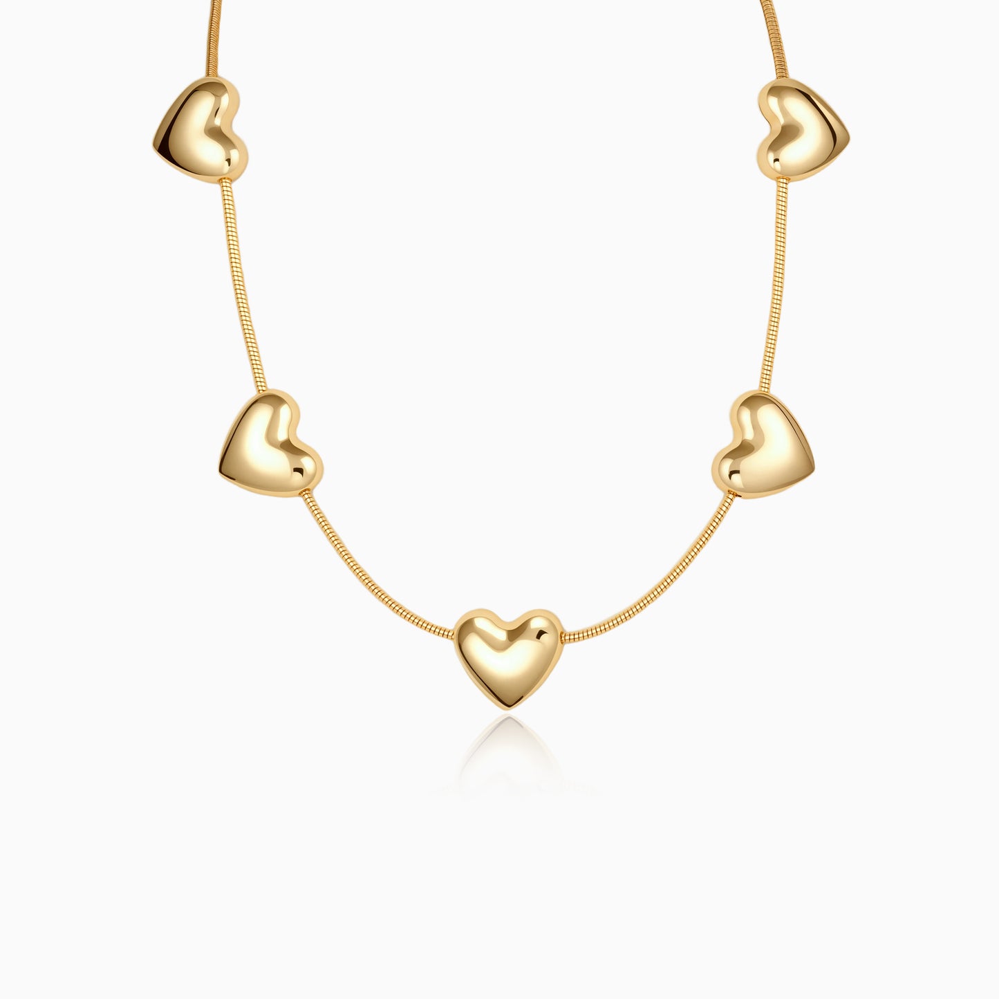 Golden Puffy Heart Necklace