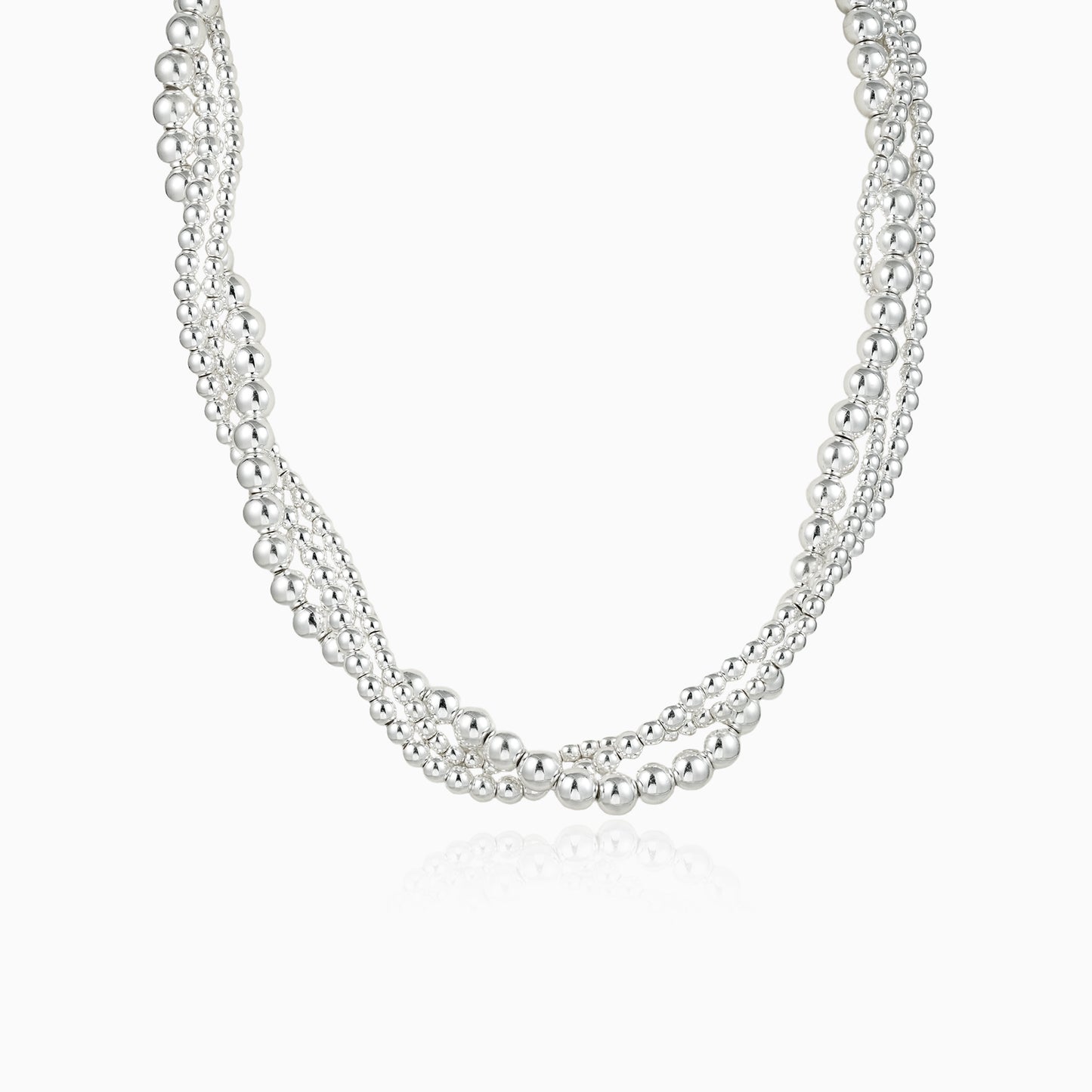 Layered Silver Bead Necklace