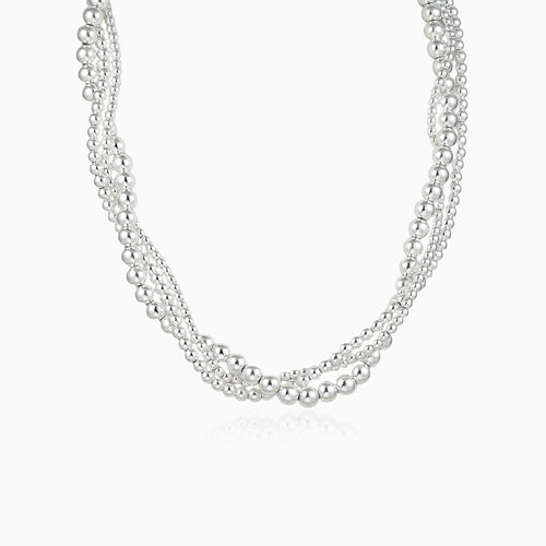 Layered Silver Bead Necklace