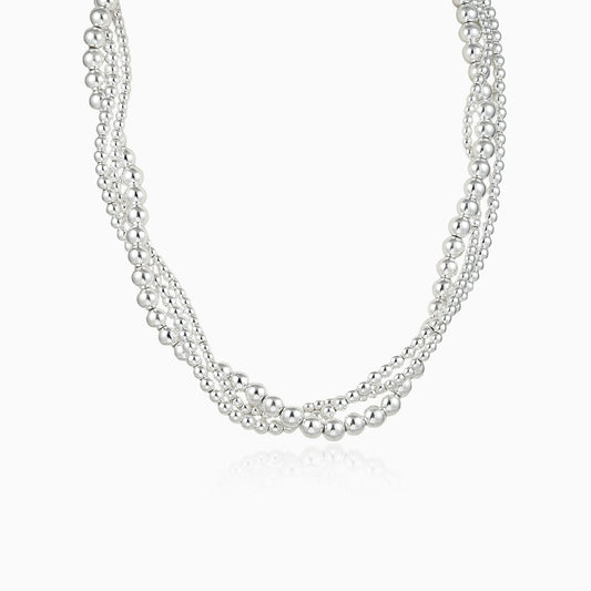 Layered Silver Bead Necklace
