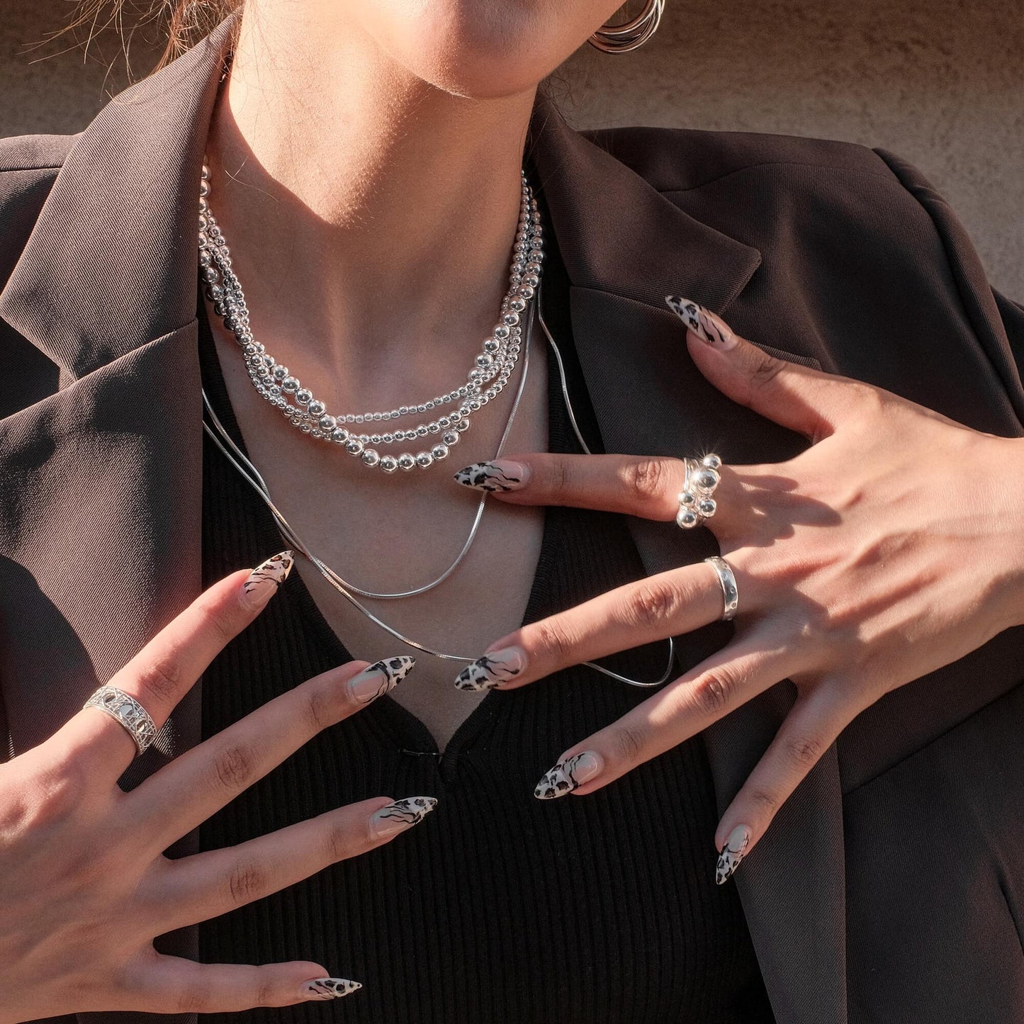 Layered Silver Bead Necklace