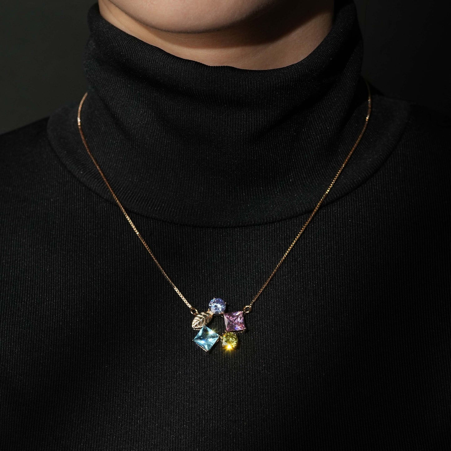 Rainbow Charm Geometry Necklace