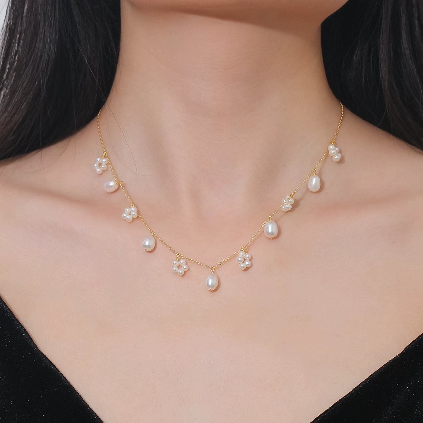 Baroque Pearls & Pearl Clusters Necklace