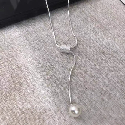 Pearl Drop Snake Chain Necklace