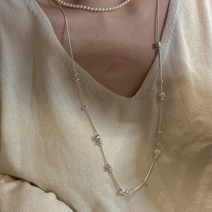 Textured Bead Snake Chain Necklace