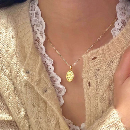 Starlit Oval Pendant Necklace