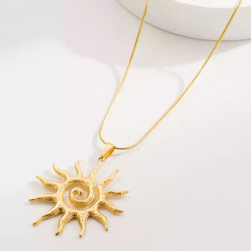 Spiral Sun Pendant Necklace