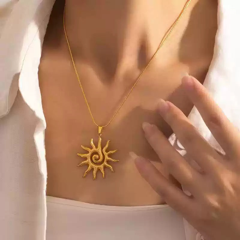 Spiral Sun Pendant Necklace