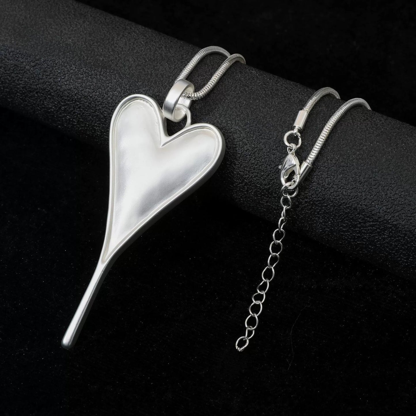 Elongated Heart Pendant Necklace