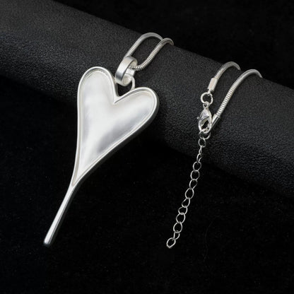 Elongated Heart Pendant Necklace