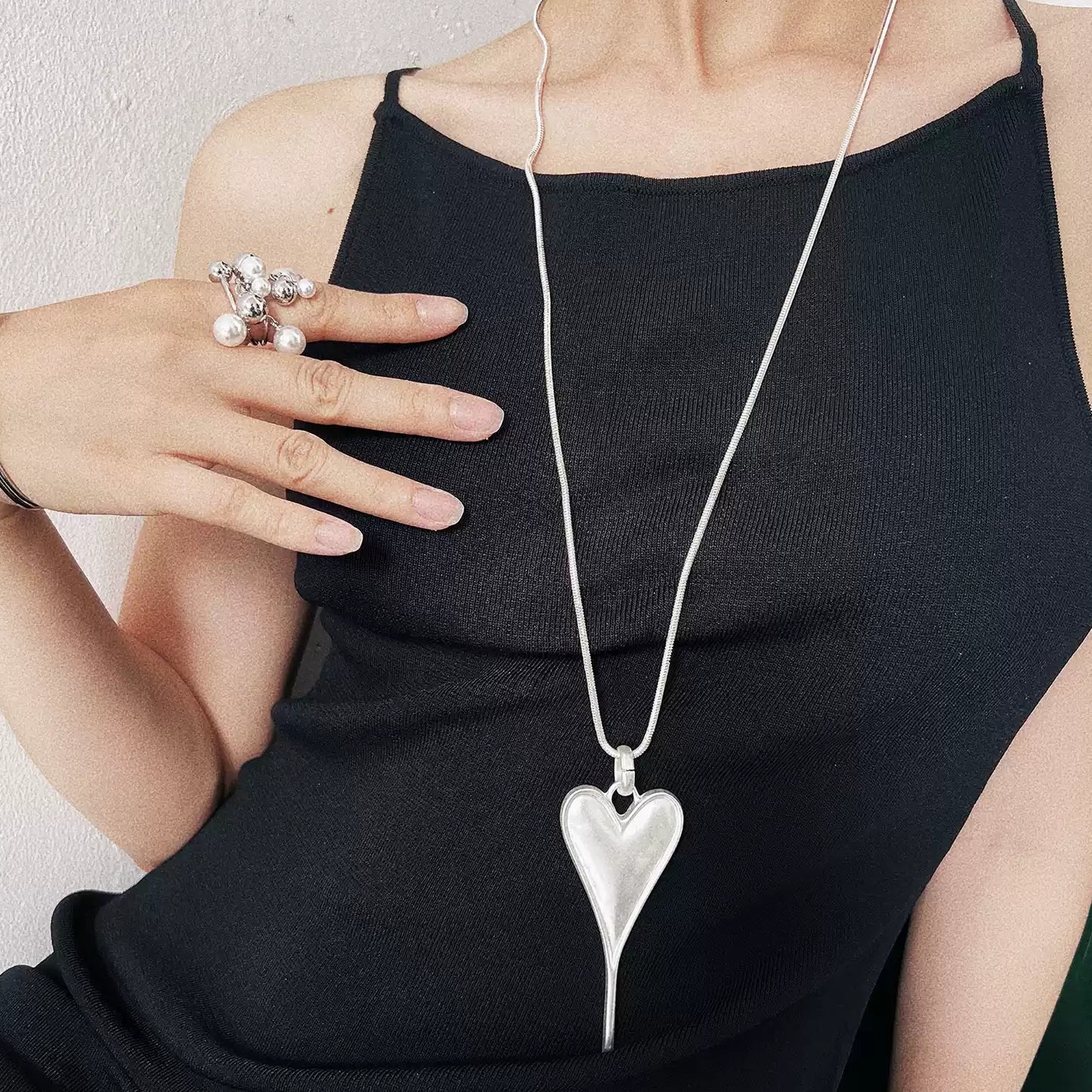 Elongated Heart Pendant Necklace