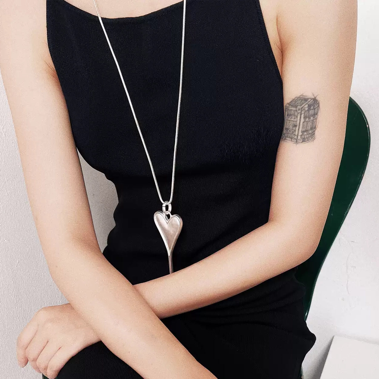 Elongated Heart Pendant Necklace