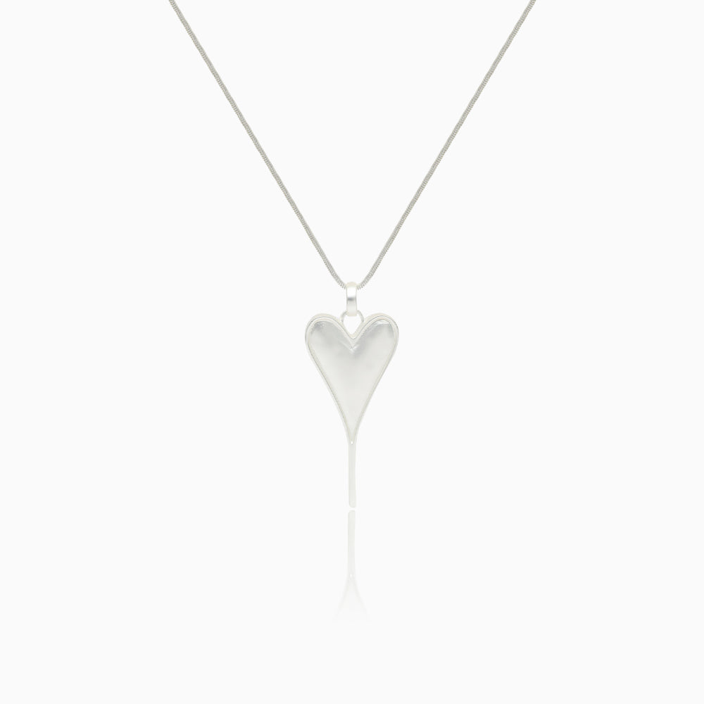 Elongated Heart Pendant Necklace