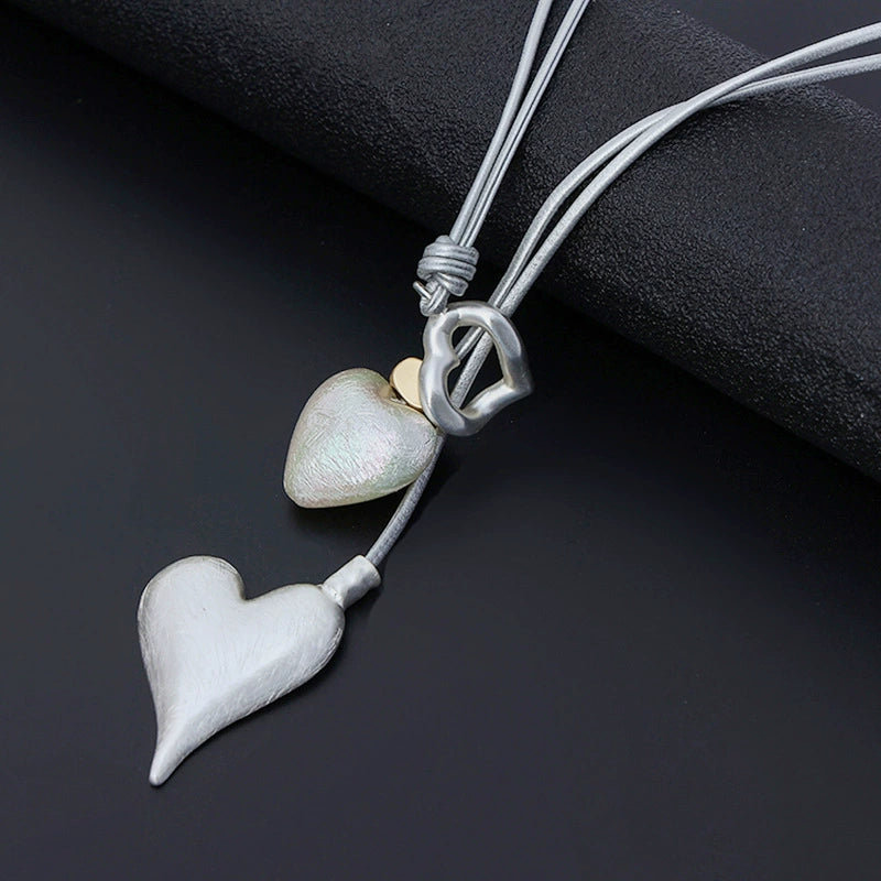 Double Heart Drop Necklace