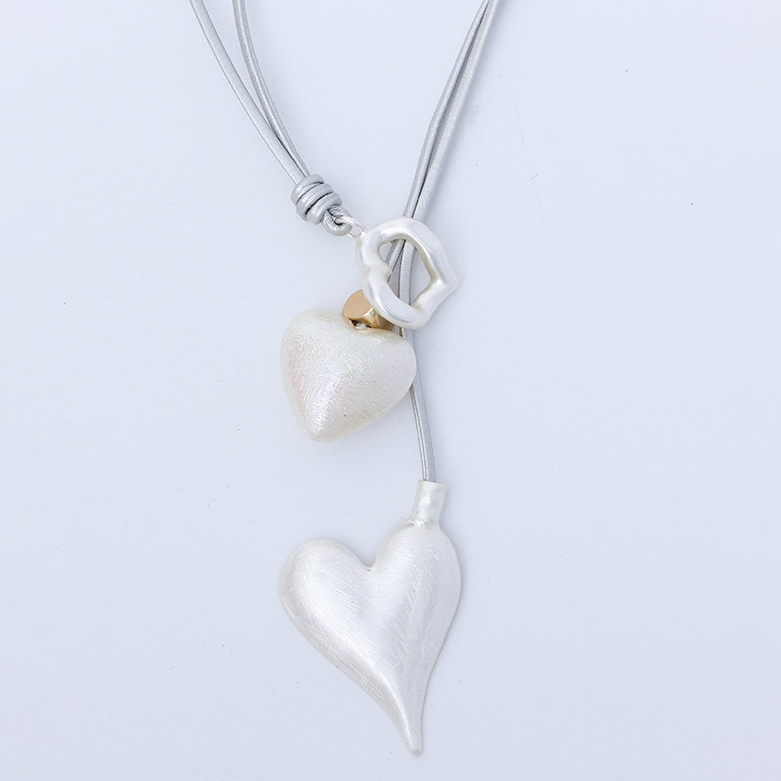 Double Heart Drop Necklace