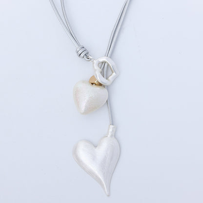 Double Heart Drop Necklace