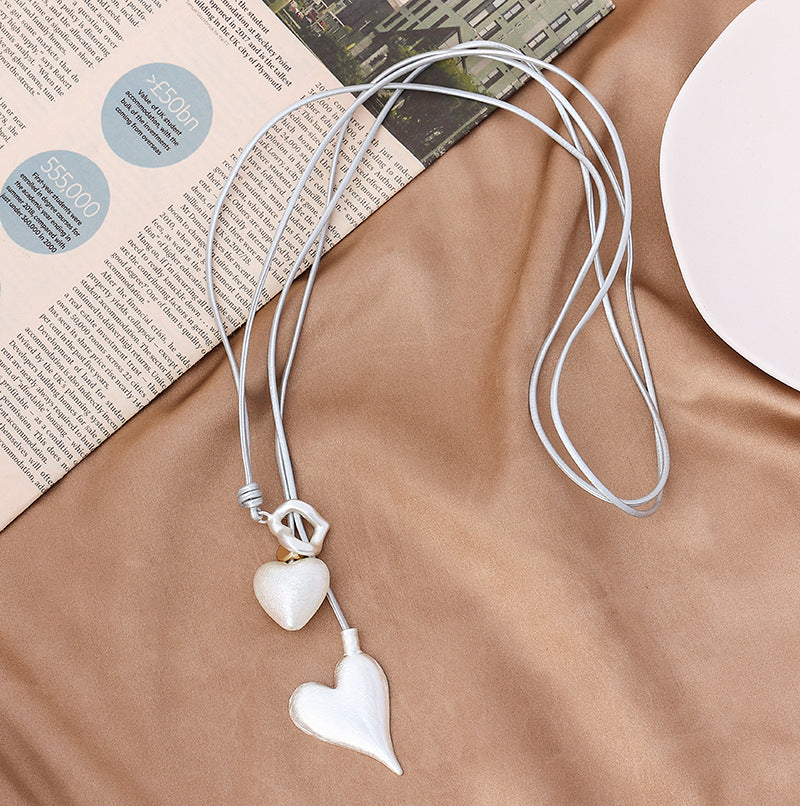 Double Heart Drop Necklace