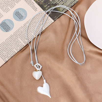 Double Heart Drop Necklace
