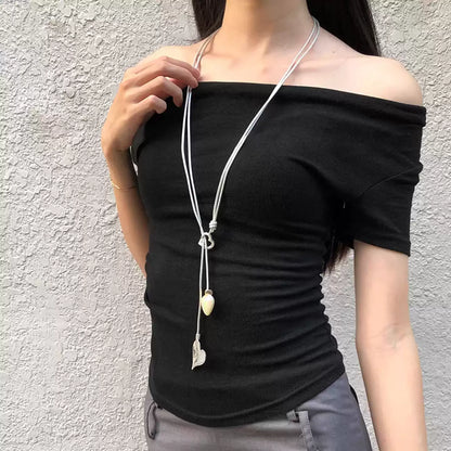 Double Heart Drop Necklace