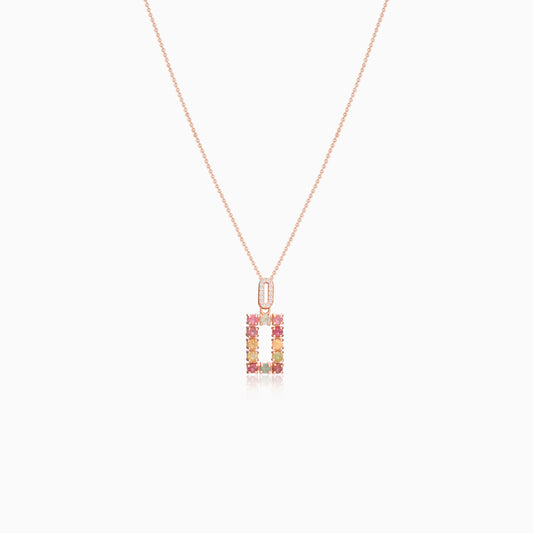 Rectangular Frame Tourmaline Necklace
