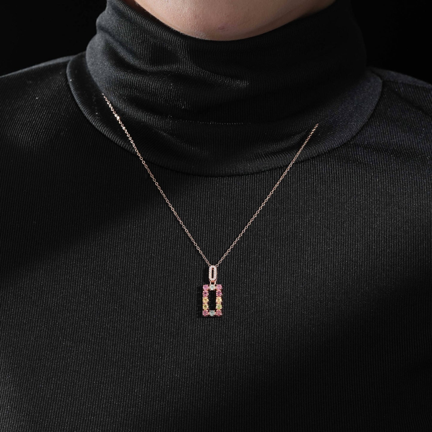 Rectangular Frame Tourmaline Necklace