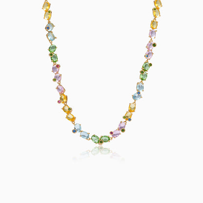 Multi-Gem Cascade Flow Necklace