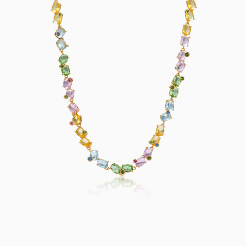 Multi-Gem Cascade Flow Necklace