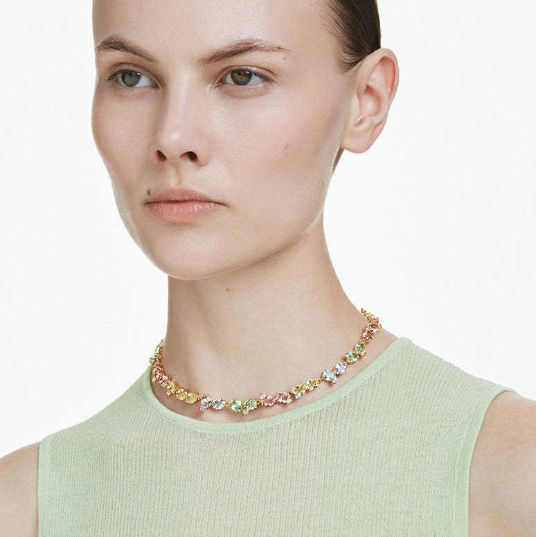Multi-Gem Cascade Flow Necklace