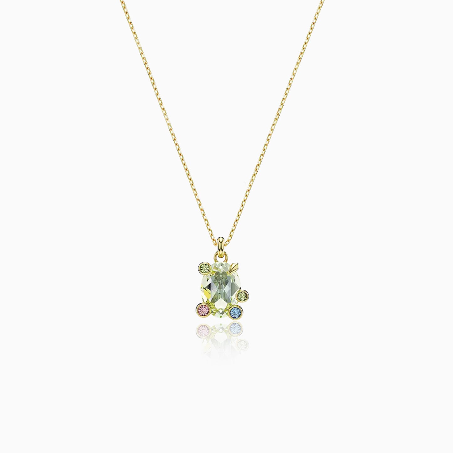 Peridot Oribit Halo Necklce
