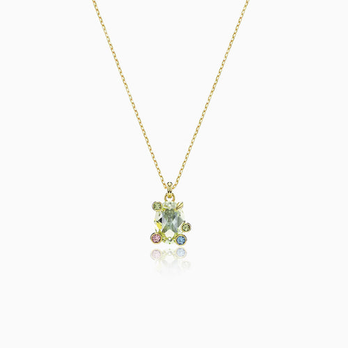 Peridot Oribit Halo Necklce
