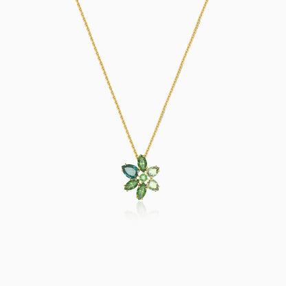 Green Petal Cluster Necklace