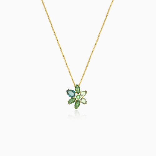 Green Petal Cluster Necklace