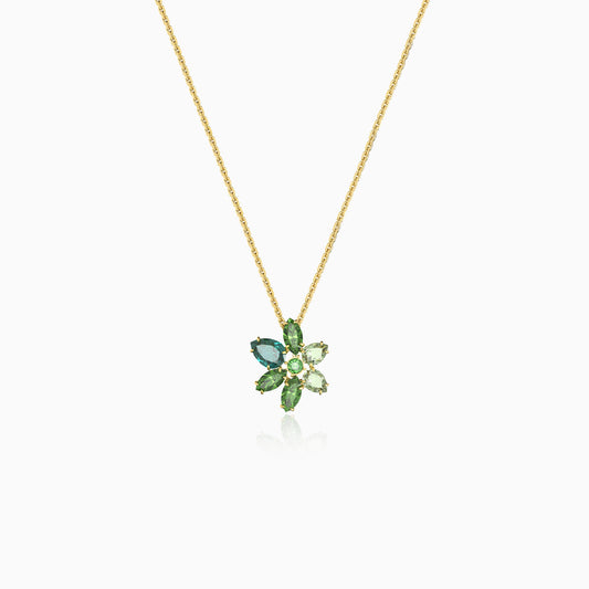 Green Petal Cluster Necklace