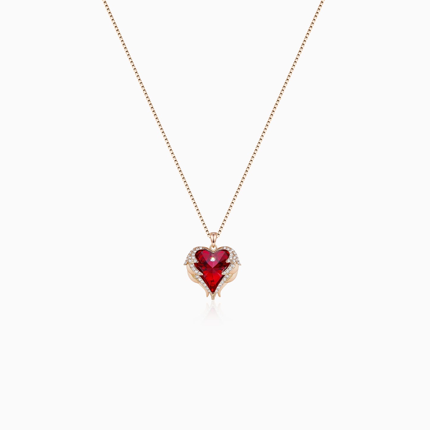 Guardian Angel Heart Necklace-Red