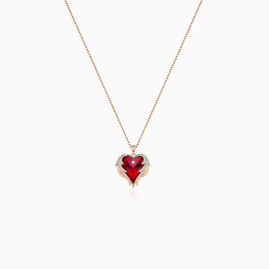 Guardian Angel Heart Necklace-Red