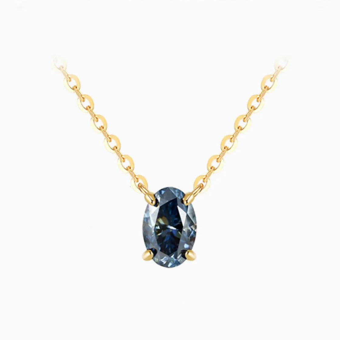 Ocean Blue Moissanite Chain Necklace