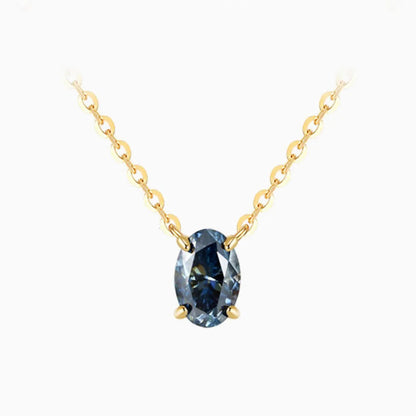 Ocean Blue Moissanite Chain Necklace