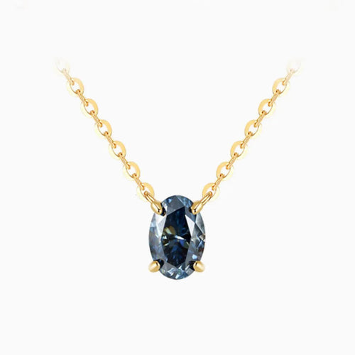 Ocean Blue Moissanite Chain Necklace