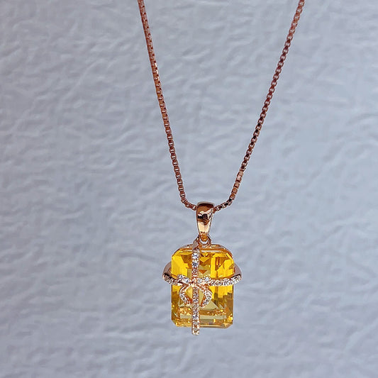 Radiant Citrine Cross Necklace