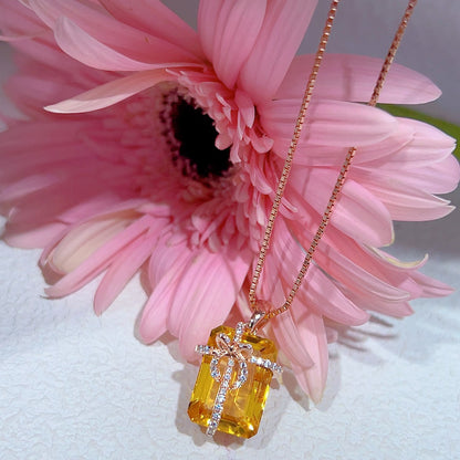 Radiant Citrine Cross Necklace