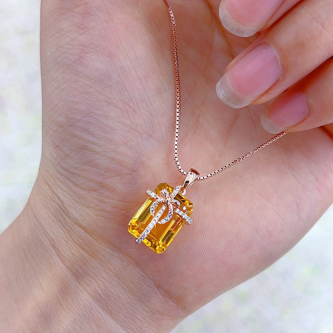 Radiant Citrine Cross Necklace