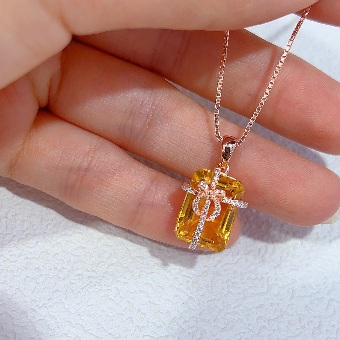 Radiant Citrine Cross Necklace