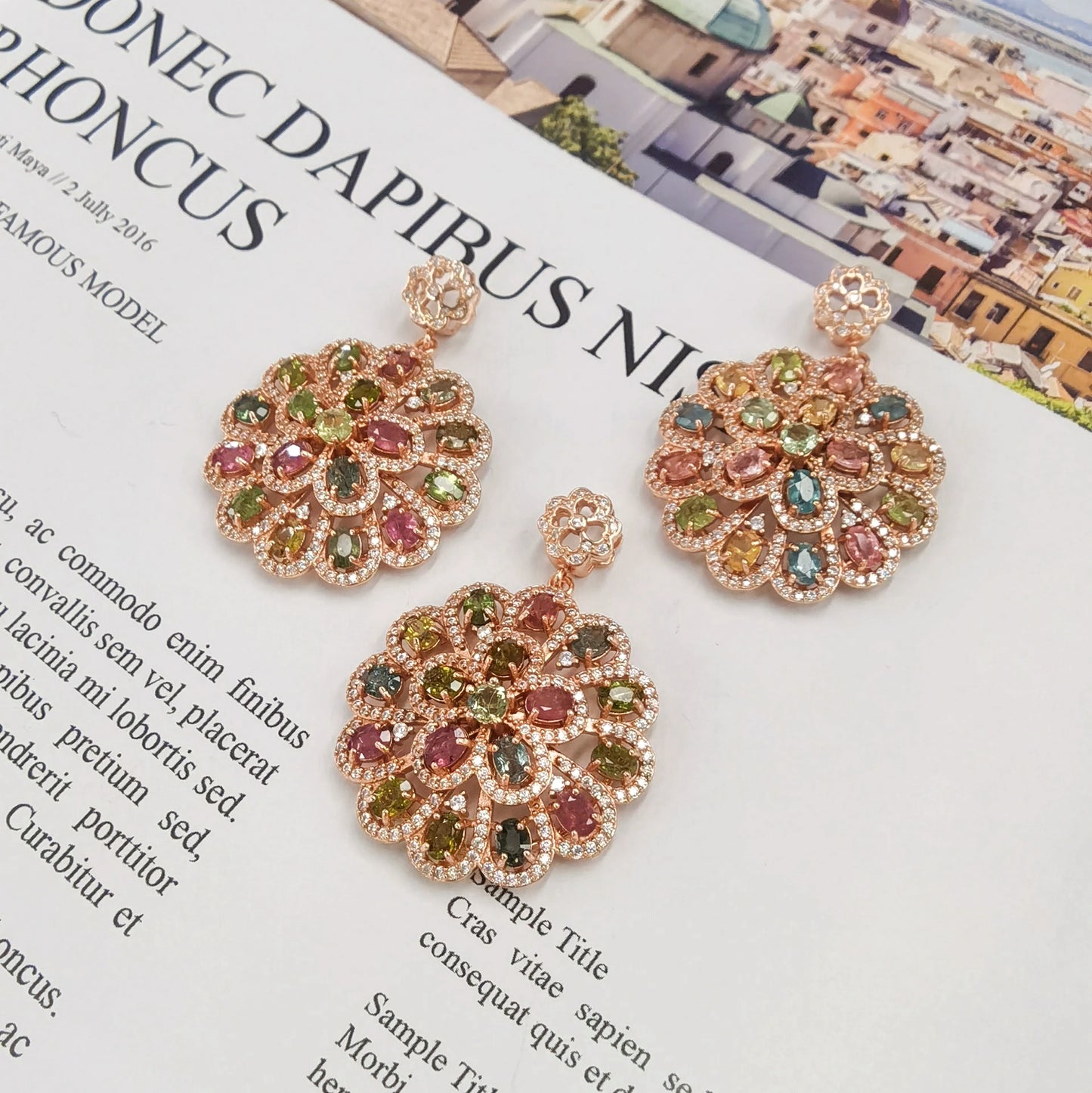 Sunburst Tourmaline Flower Pendant