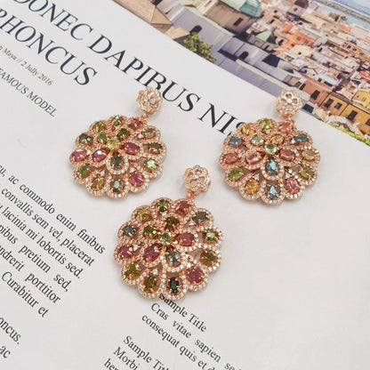 Sunburst Tourmaline Flower Pendant