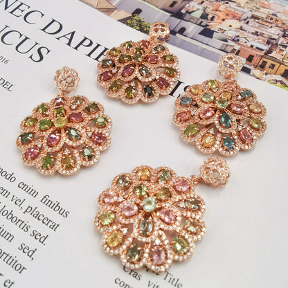 Sunburst Tourmaline Flower Pendant