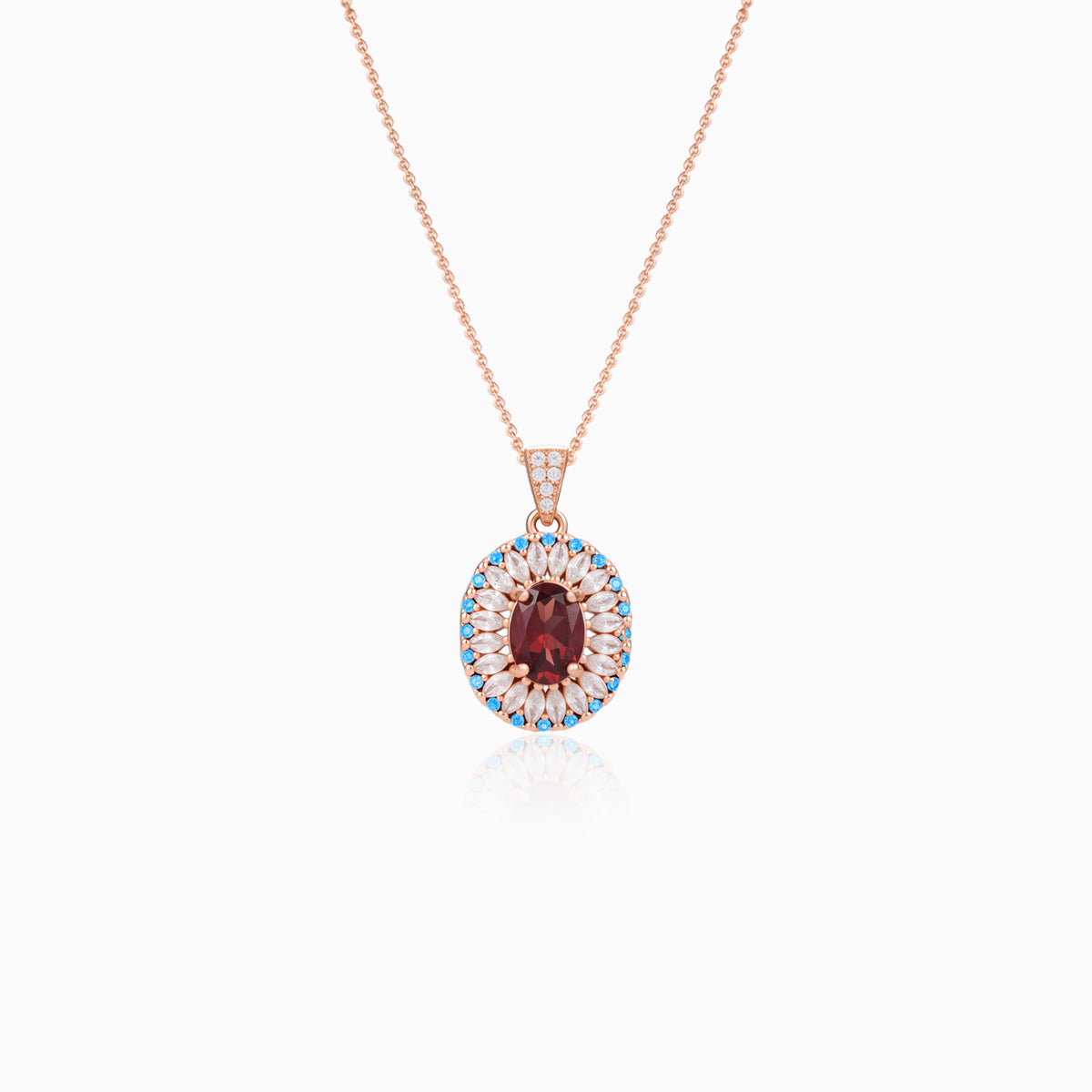 Classic Garnet Sunburst Pandent