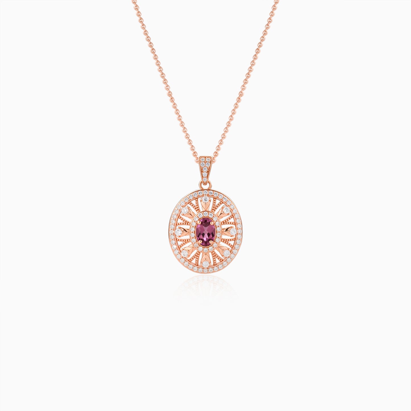 Sunburst Medallion Garnet Pendant